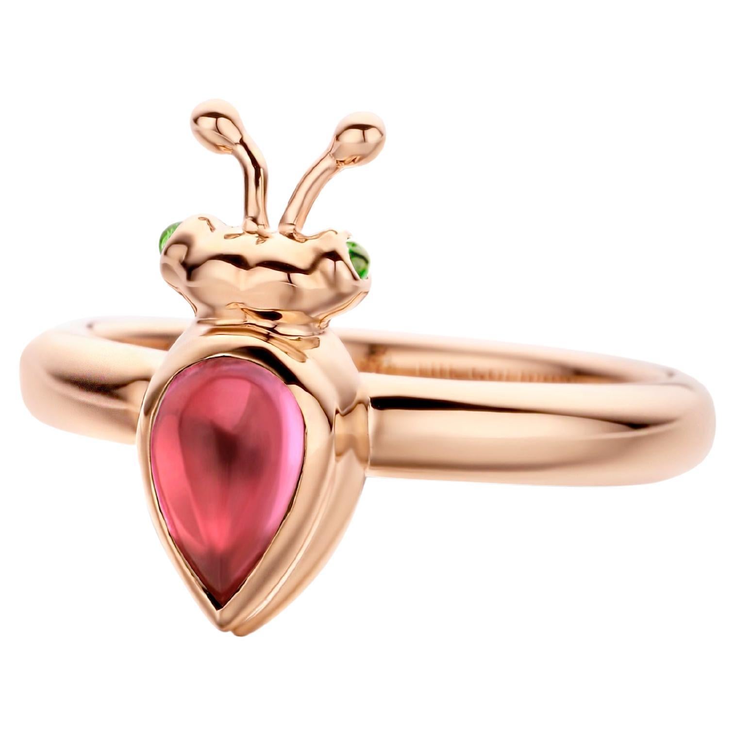 Pink Tourmaline 18 Karat Rose Gold Modern Ring For Sale