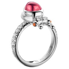 Pink Tourmaline Diamond 18 Karat White Gold Modern Ring