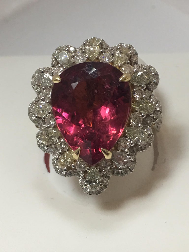 Pink Tourmaline and White Diamond Ring at 1stDibs
