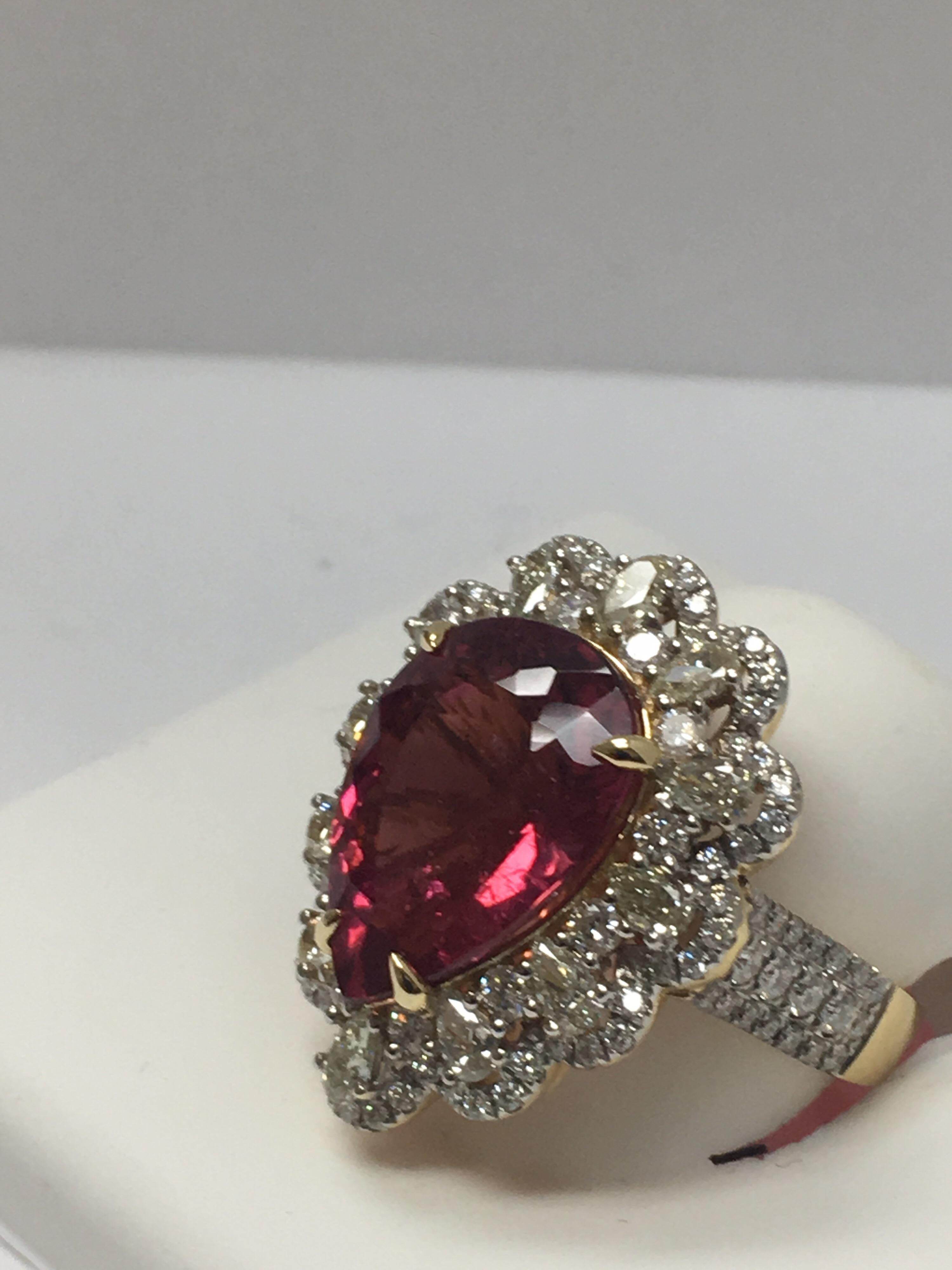 Women's Pink Tourmaline and White Diamond Ring