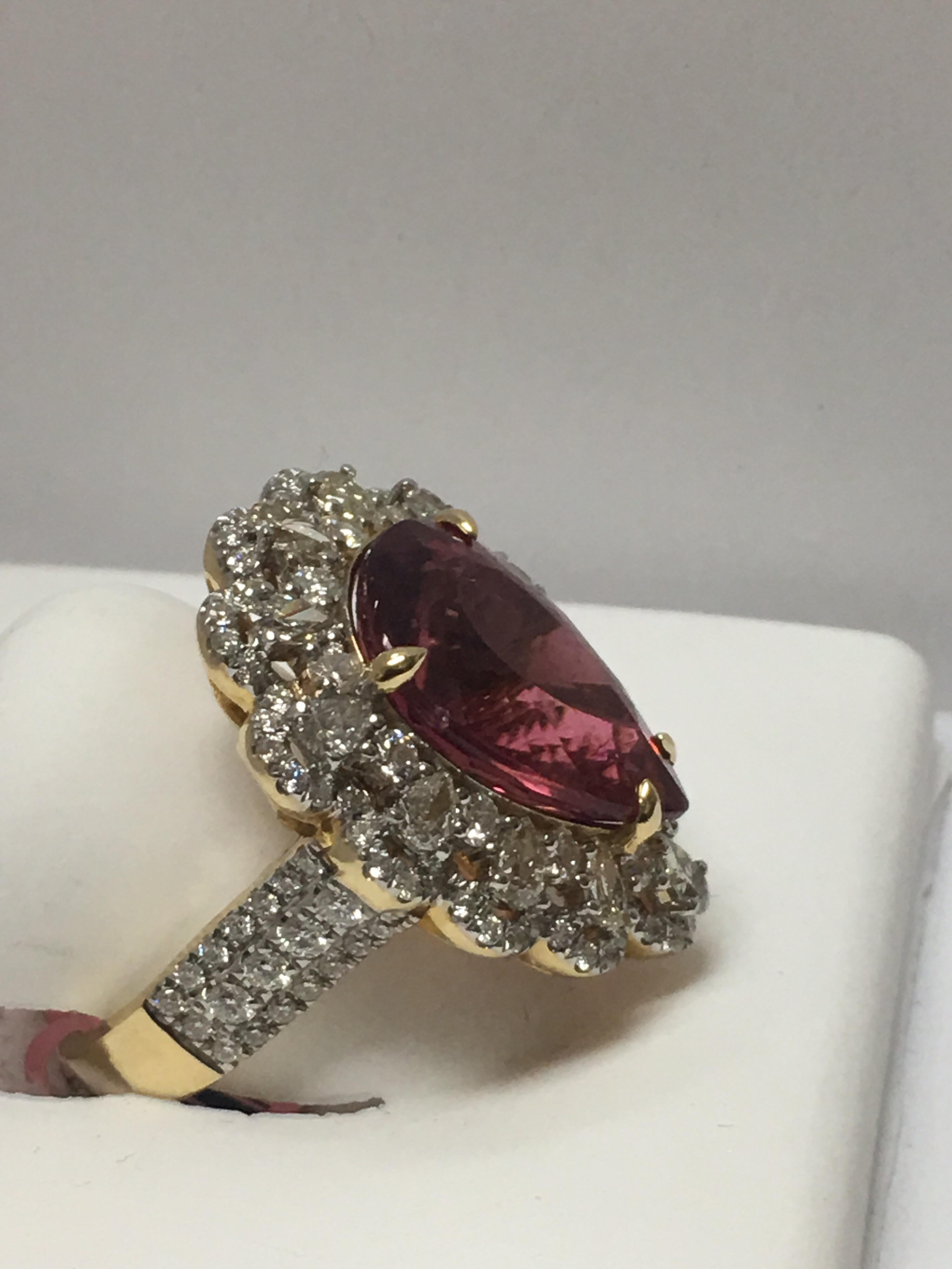 Pink Tourmaline and White Diamond Ring 1