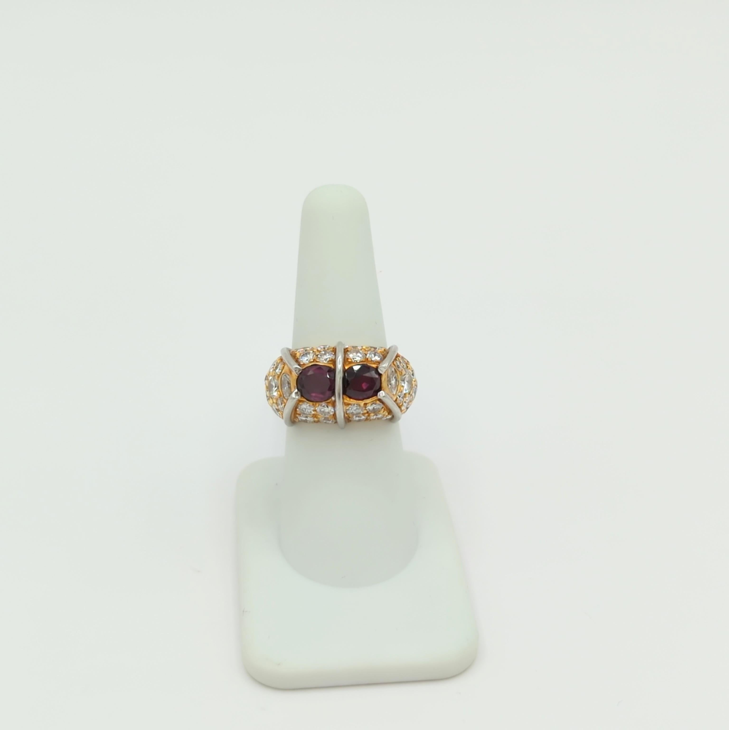 Pink Tourmaline and White Diamond Ring in 18K Yellow Gold & Platinum 1