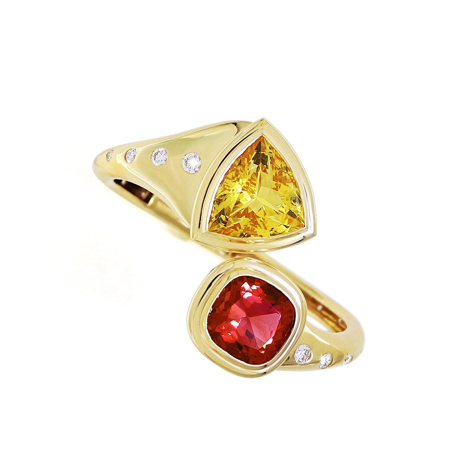 Bracciale in oro giallo 18K con tormalina rosa e berillo giallo In condizioni Nuovo in vendita a New York, NY