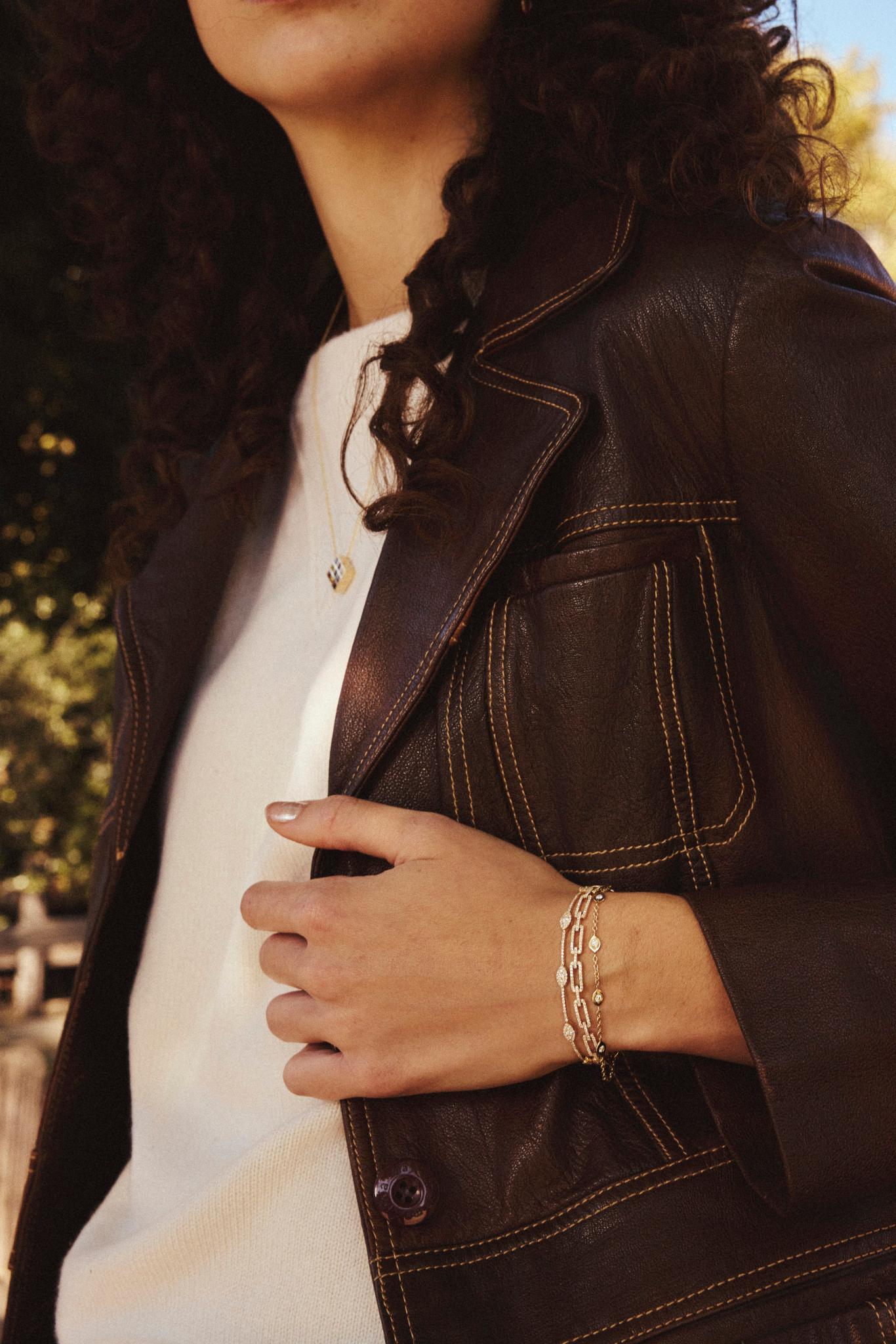 Collar Cuadrados Turmalina Rosa y Zafiro Amarillo Corte mixto en venta