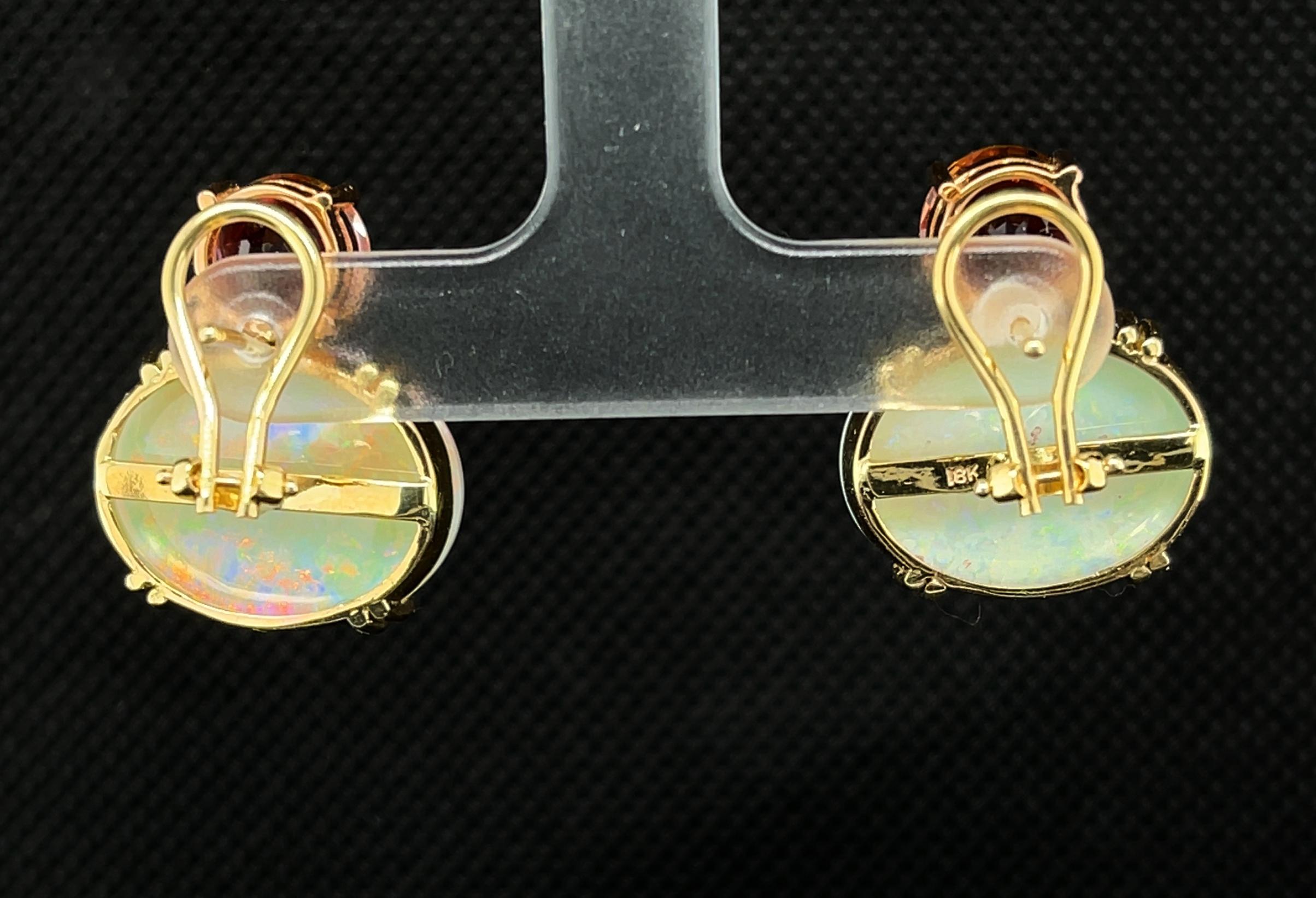 opal and tourmaline earrings