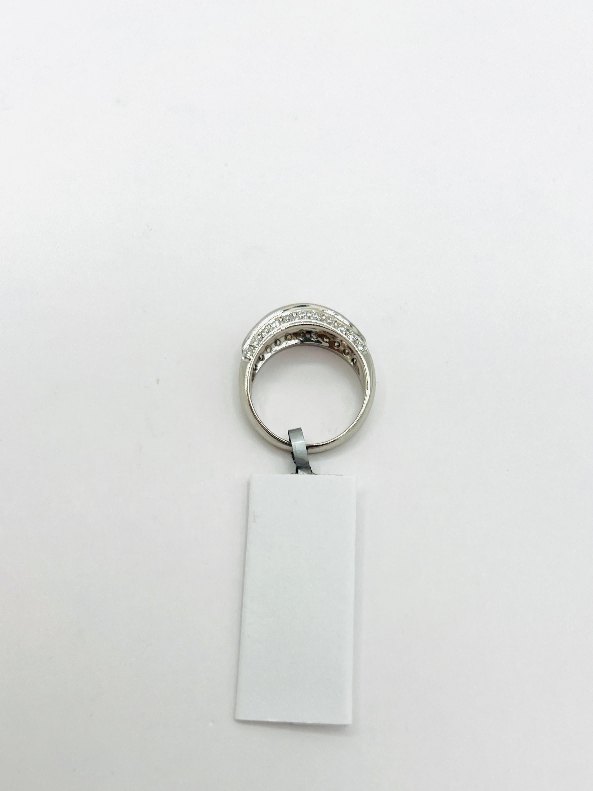 Pink Tourmaline Baguette and White Diamond Round Ring in Platinum 2