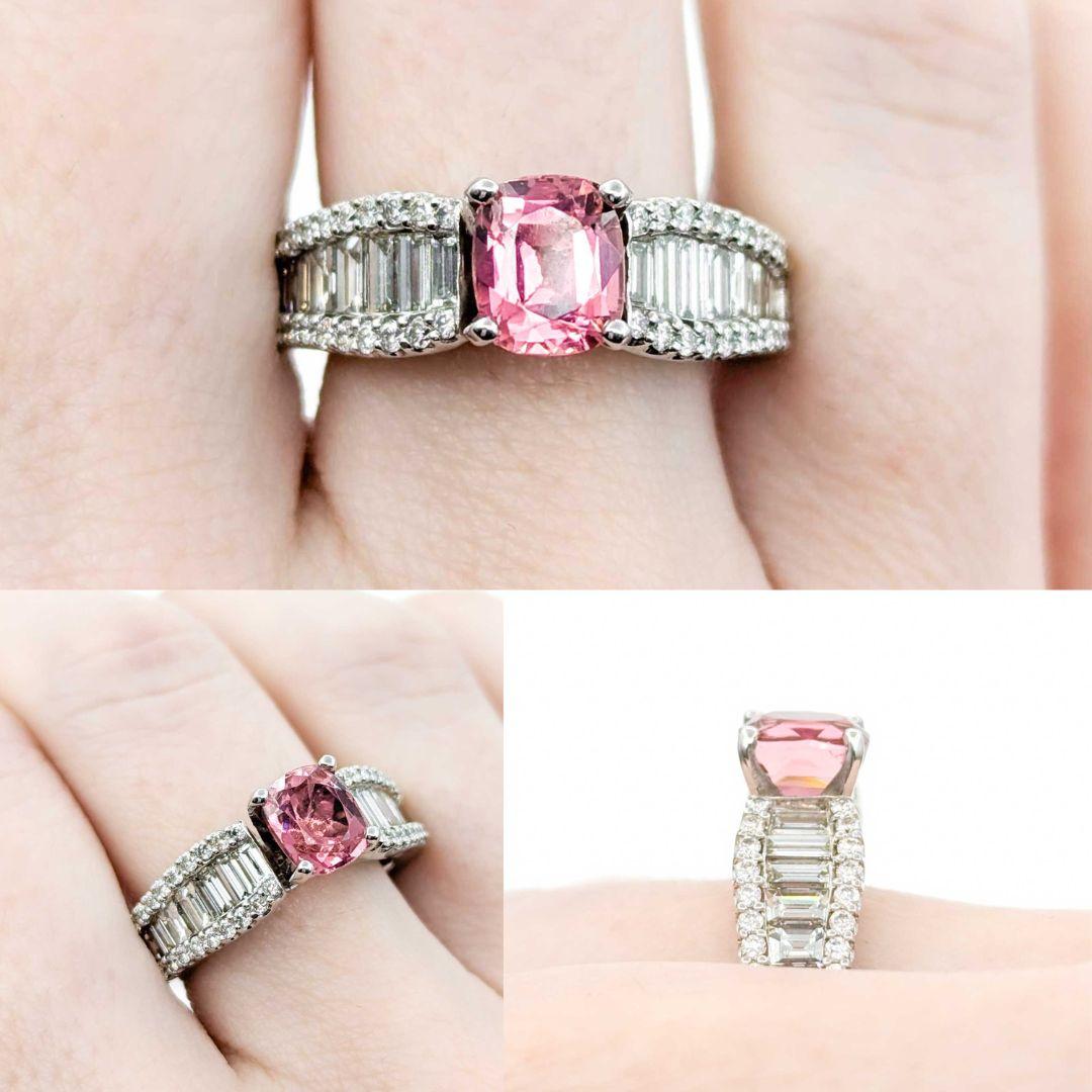 Gorgeous Pink Tourmaline & Baguette Diamond Ring in White Gold

Introducing this beautiful Tourmaline and Diamond ring crafted in 14k white gold. The ring features a stunning 1.83ct bubblegum pink tourmaline center stone with 1.63ctw round and