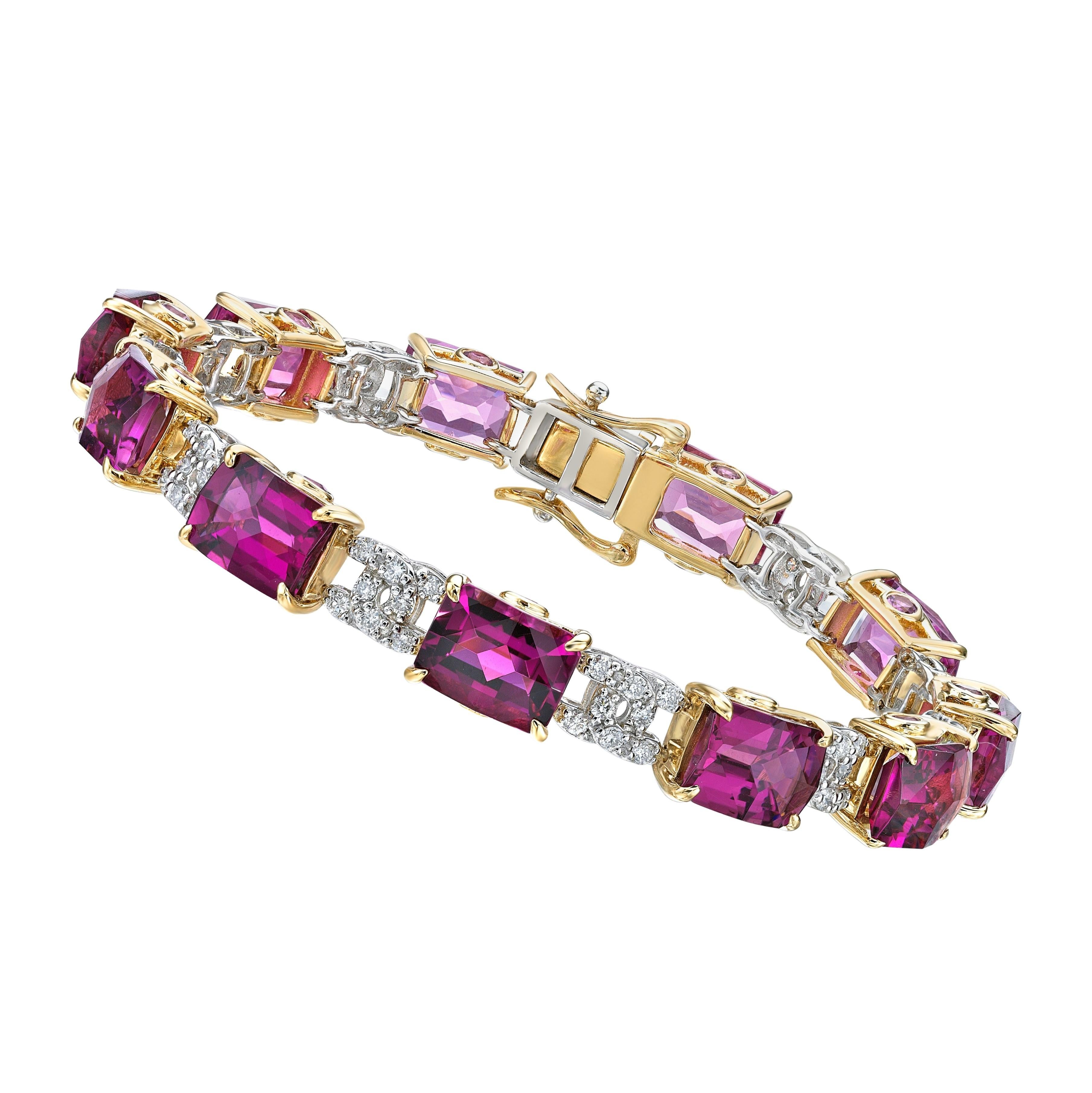 Contemporaneo Tormalina rosa Sunita Nahata 18.38ct. Bracciale in oro 18KWYG con diamante in vendita