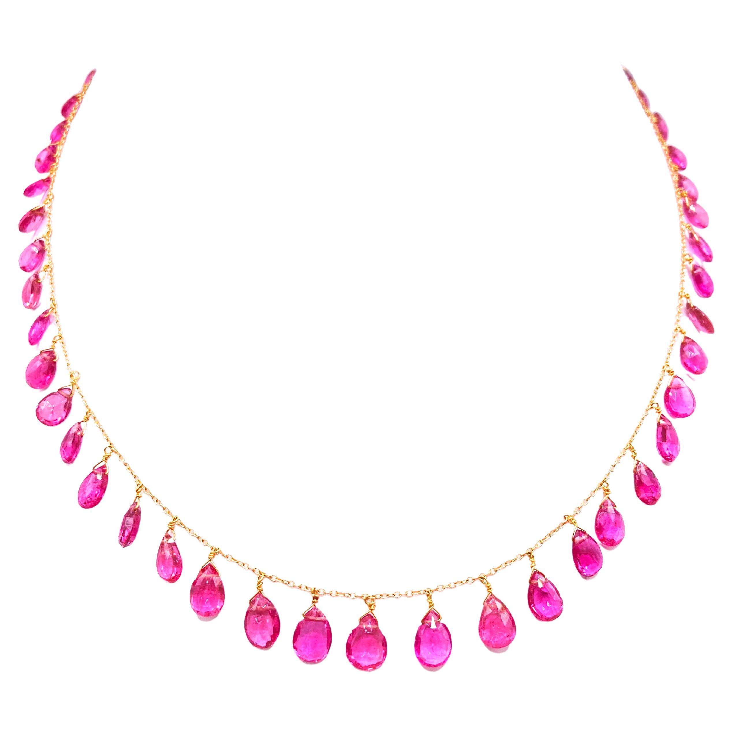 Pink Tourmaline Briolette Necklace