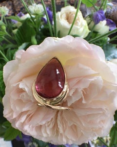 Pink Tourmaline Cabochon Ring by Marion Jeantet
