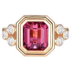 Pink Tourmaline Cocktail Ring in 18K Yellow Gold