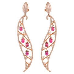 Sunita Nahata Pink Tourmaline 5.19ct. Dangle Earrings in 14Karat Rose Gold.
