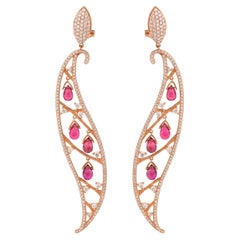 Pink Tourmaline Dangle Earring in 14 Karat Rose Gold