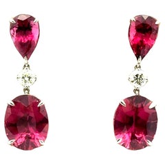 Pinke Turmalin-Diamant-Tropfenohrringe aus 14k Weißgold