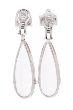 Pink Tourmaline Diamond 18 K White Gold Dangle Earrings