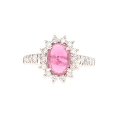 Ring aus Weißgold mit natürlichem rosa Turmalin und natürlichem Diamant