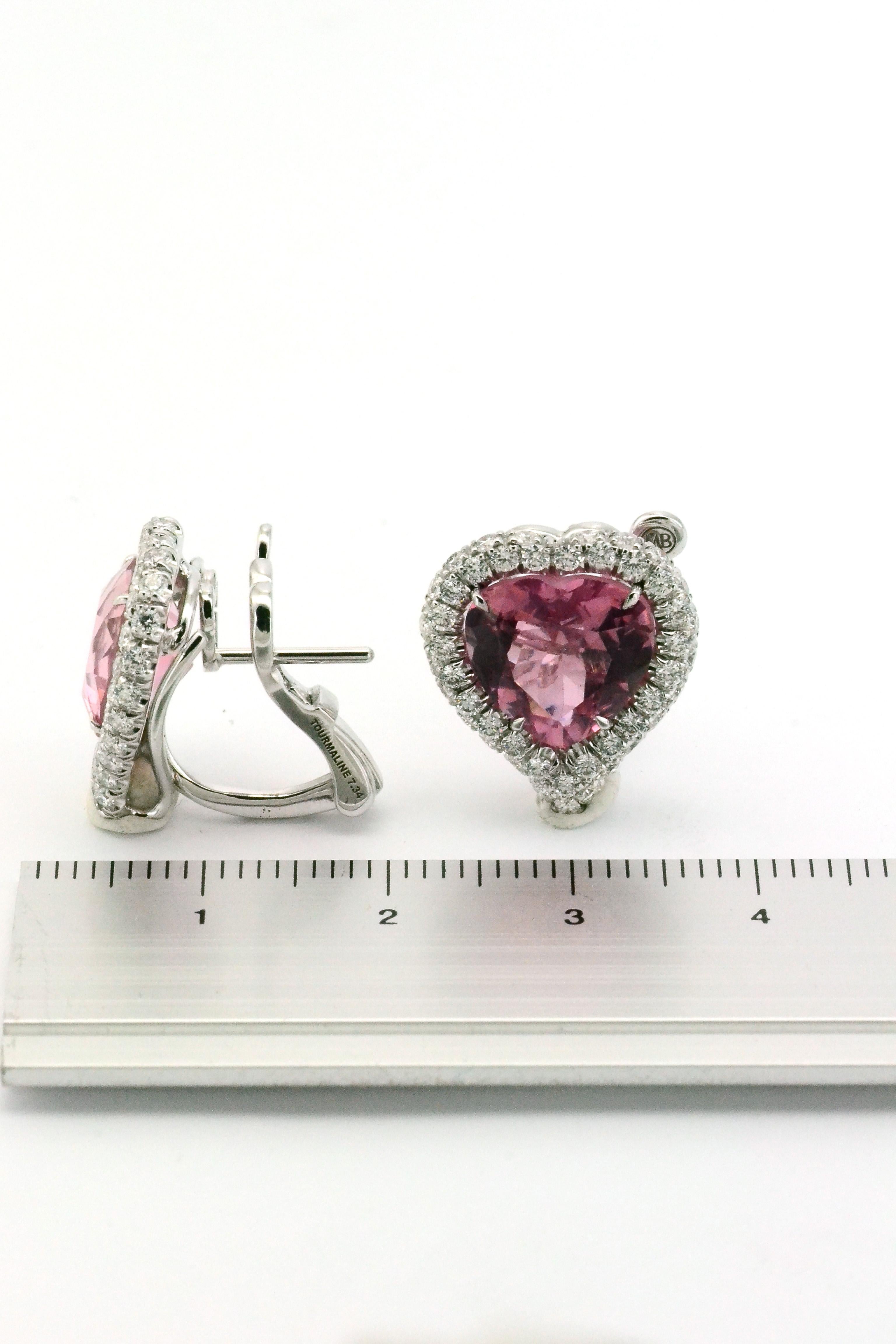 Women's Pink Tourmaline Diamond 18KT White Gold  Made in Italy Earrings 