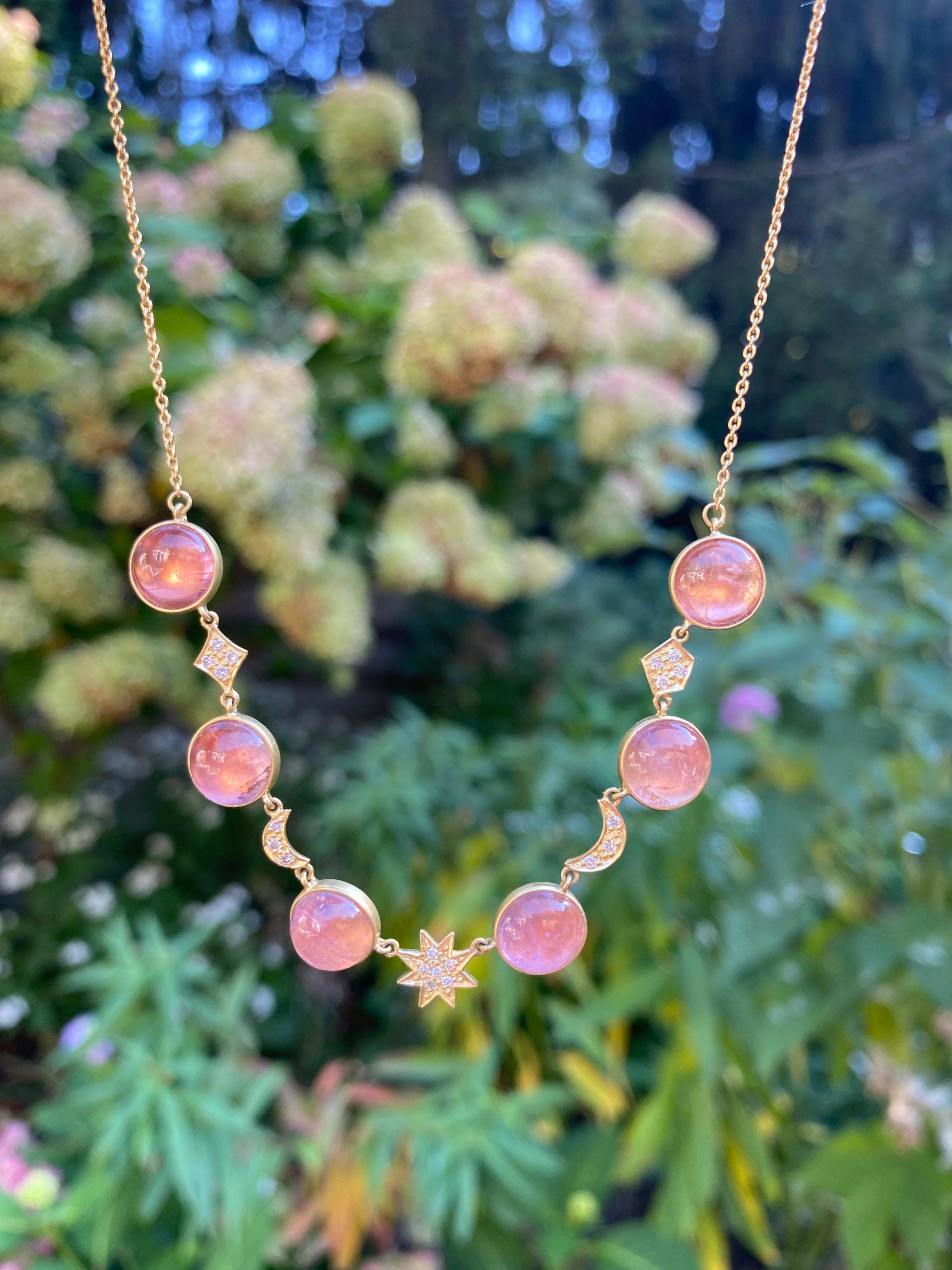 Pink Tourmaline, Diamond and 18kt Gold Necklace by Lauren Harper For Sale 2