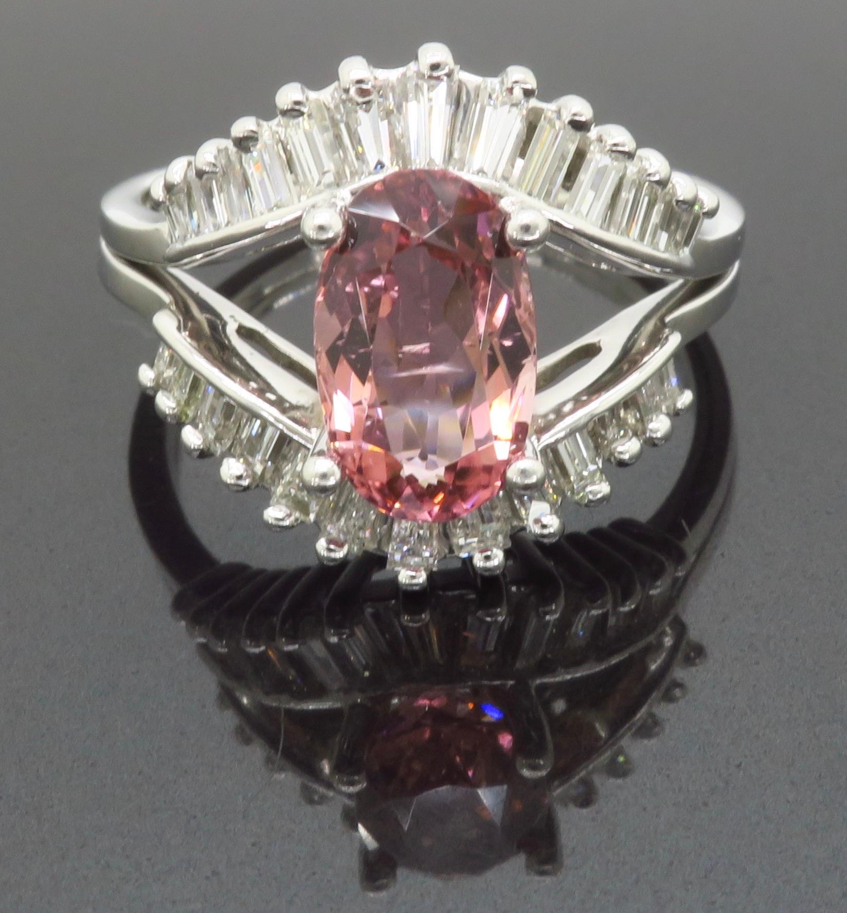 Pink Tourmaline & Diamond Cocktail Ring  For Sale 5