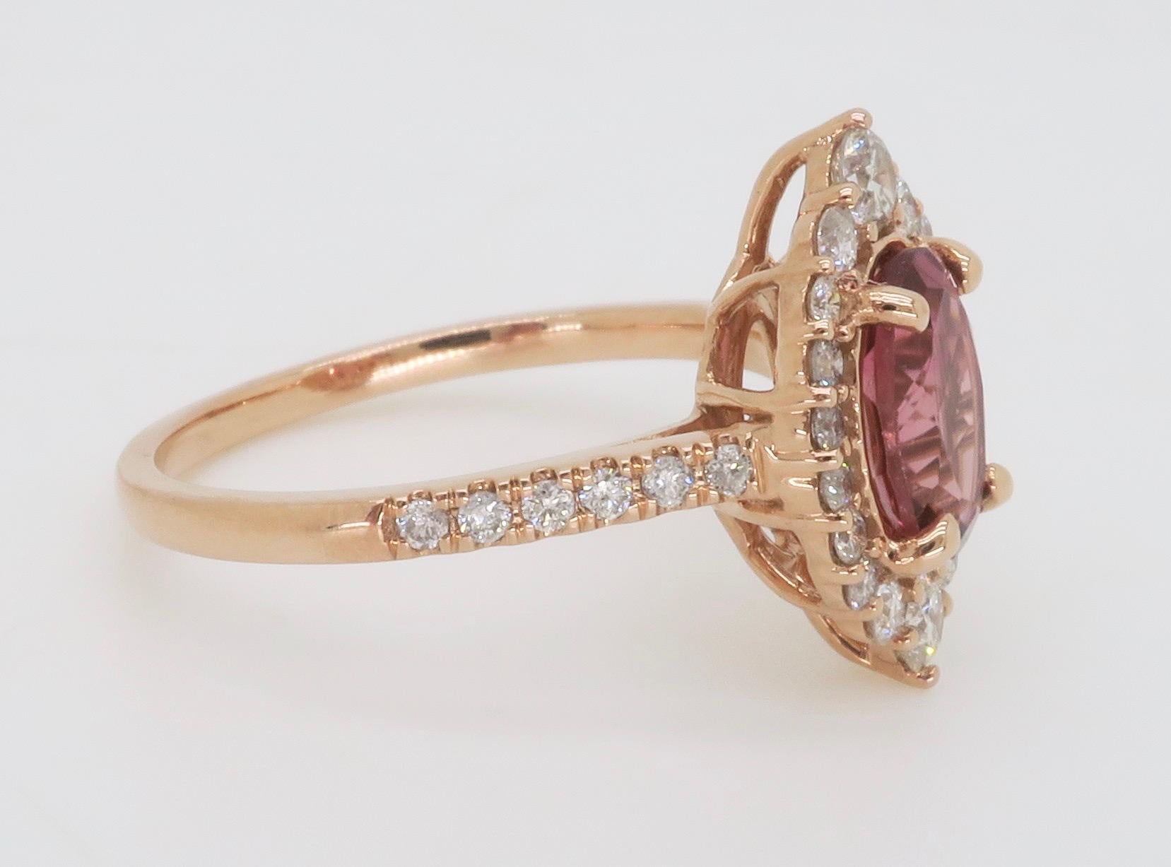 Pink Tourmaline & Diamond Cocktail Ring For Sale 5
