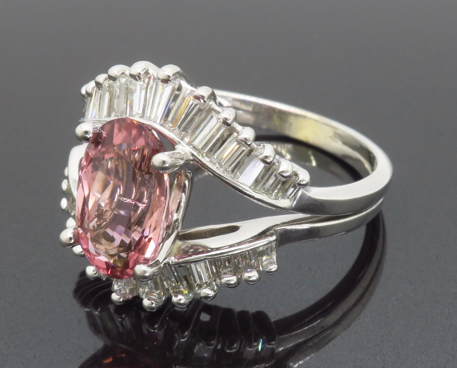 Pink Tourmaline & Diamond Cocktail Ring For Sale 6