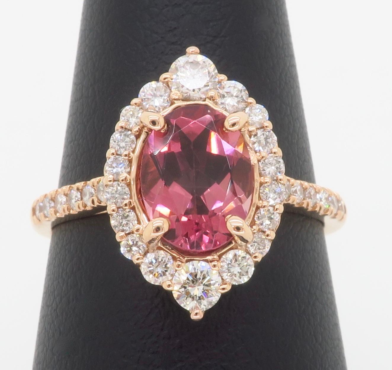 Pink Tourmaline & Diamond Cocktail Ring For Sale 6