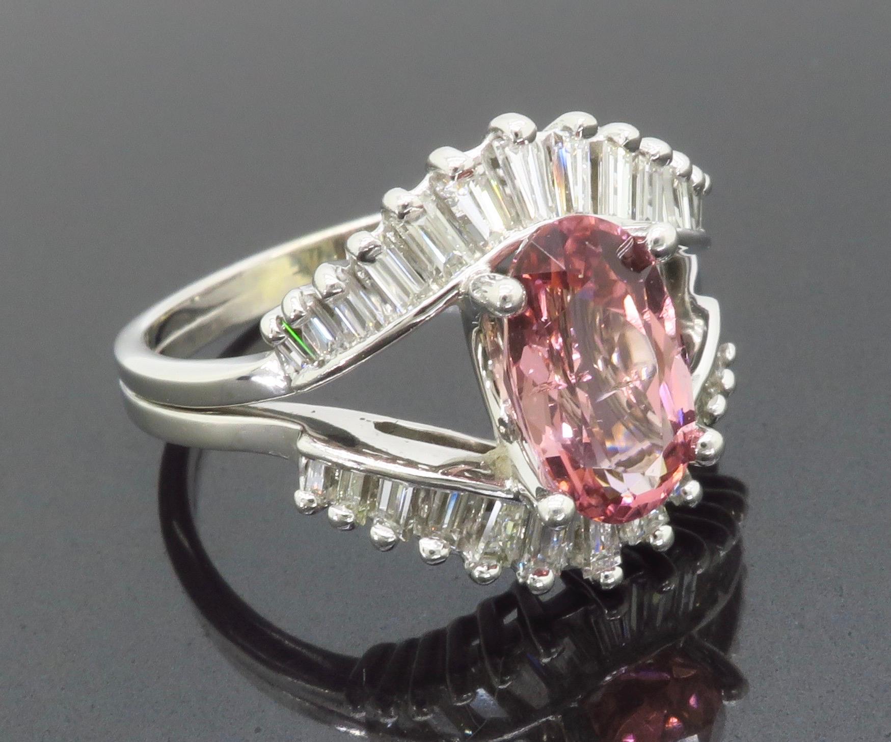 Pink Tourmaline & Diamond Cocktail Ring  For Sale 7