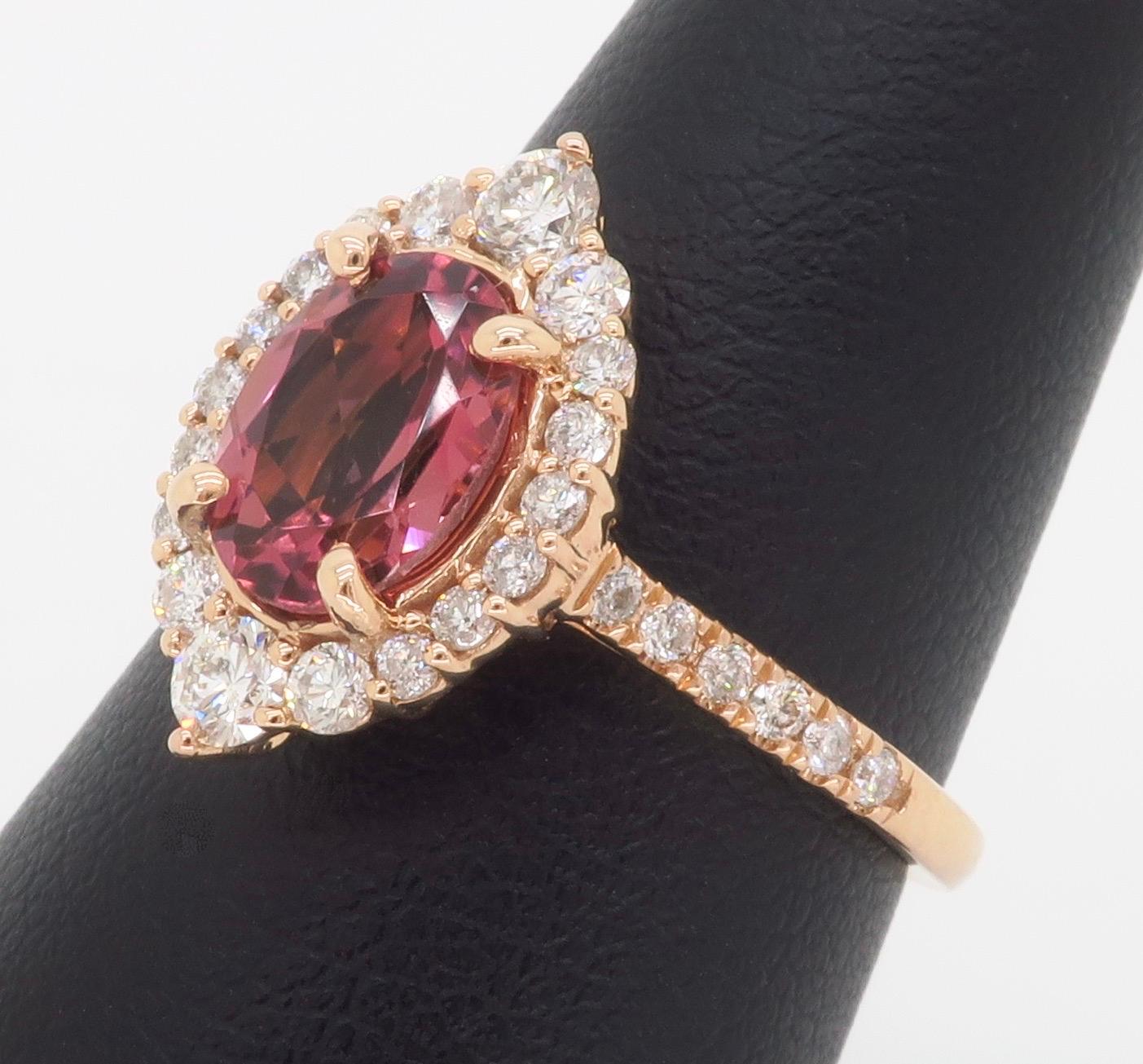Pink Tourmaline & Diamond Cocktail Ring For Sale 7