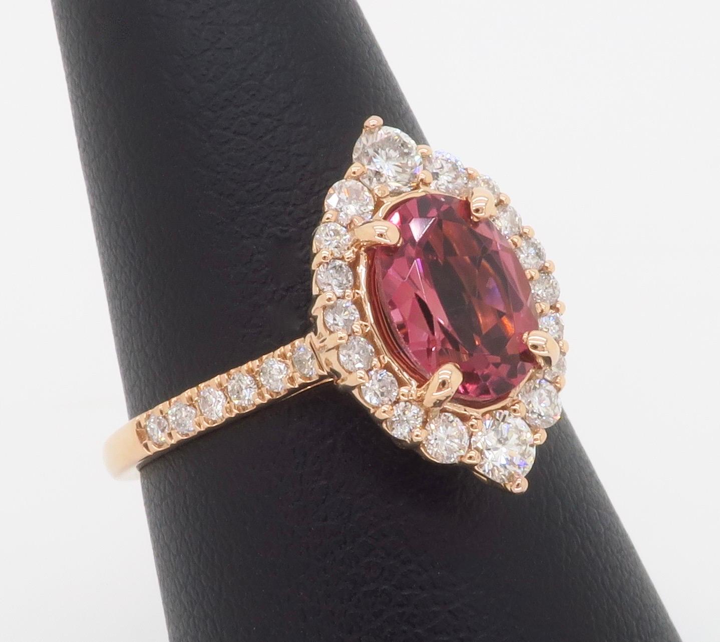Pink Tourmaline & Diamond Cocktail Ring For Sale 8