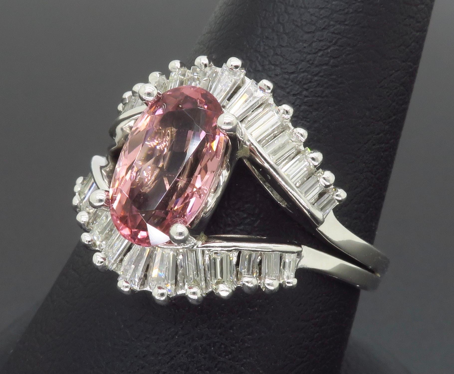 Pink Tourmaline & Diamond Cocktail Ring  For Sale 9