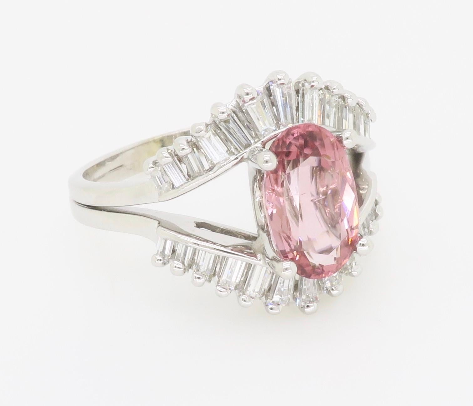 Pink Tourmaline & Diamond Cocktail Ring  In Excellent Condition For Sale In Webster, NY