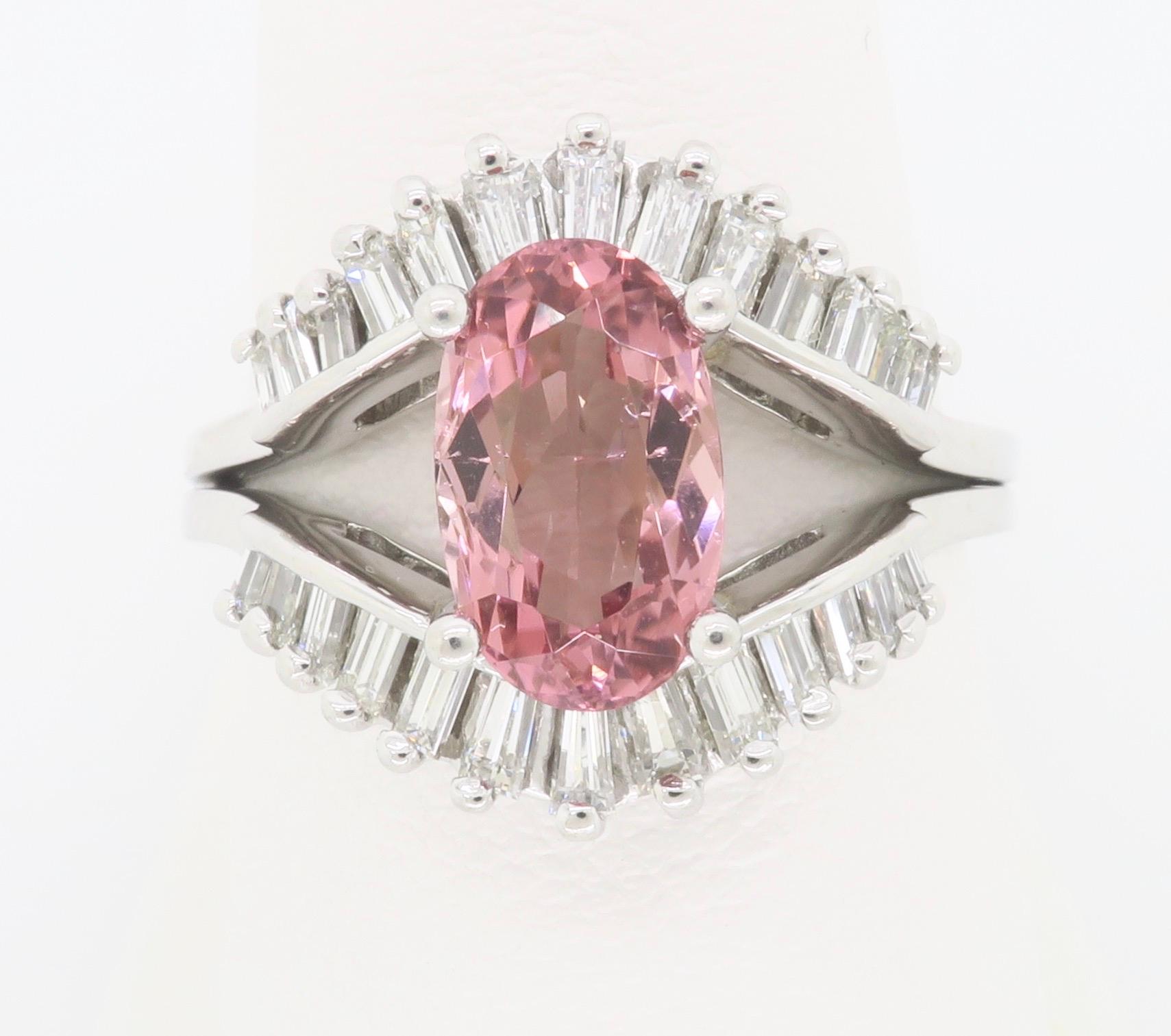Pink Tourmaline & Diamond Cocktail Ring  For Sale 1