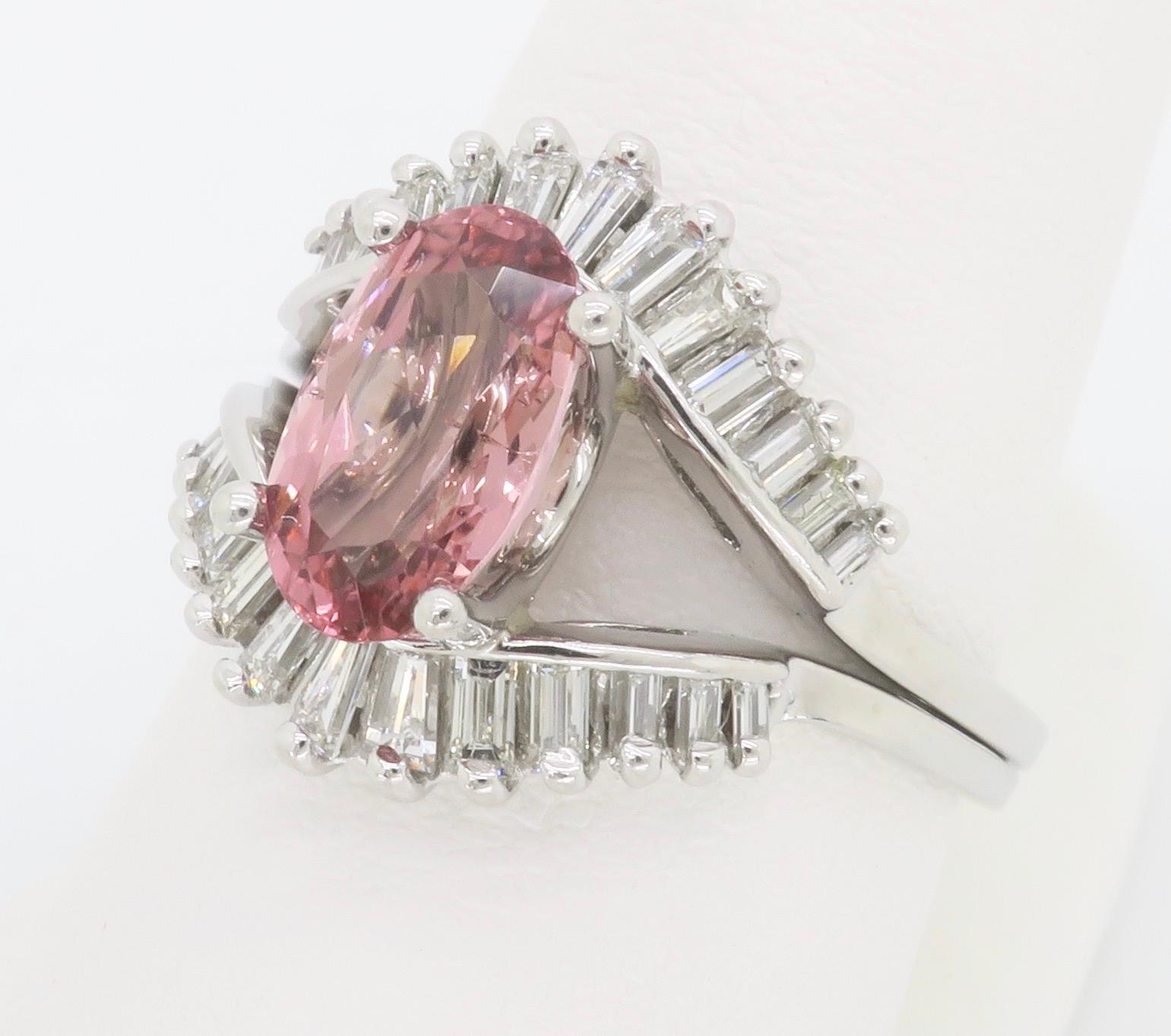 Pink Tourmaline & Diamond Cocktail Ring  For Sale 2