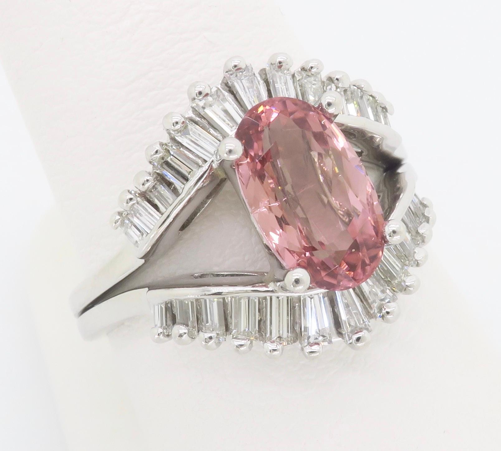 Pink Tourmaline & Diamond Cocktail Ring For Sale 3