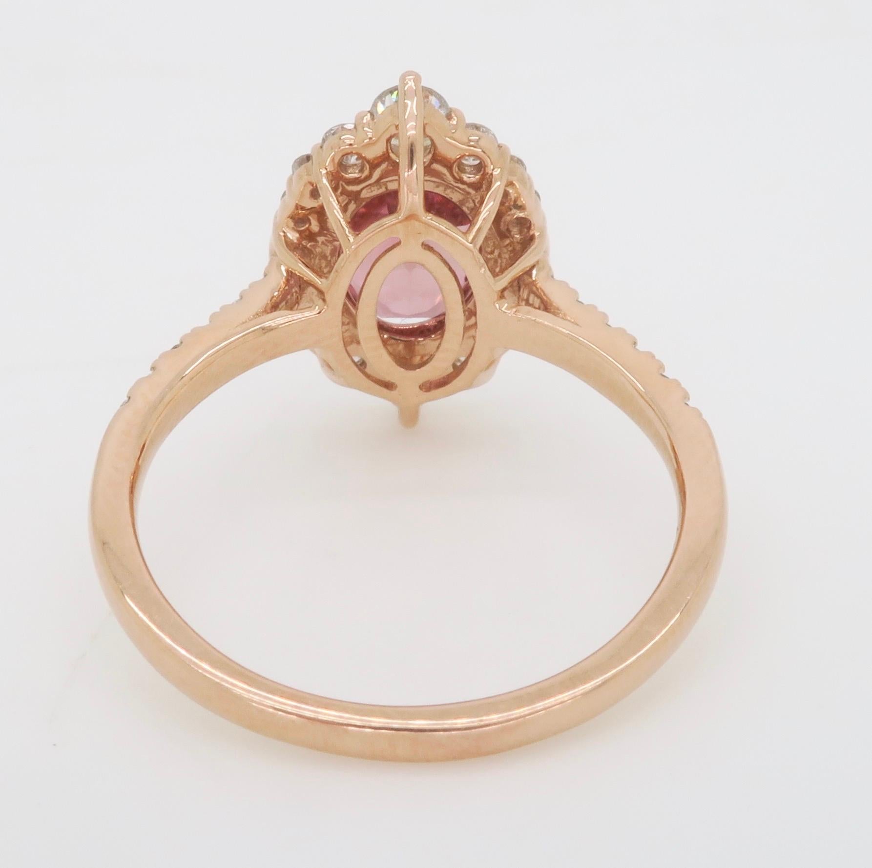 Pink Tourmaline & Diamond Cocktail Ring For Sale 4