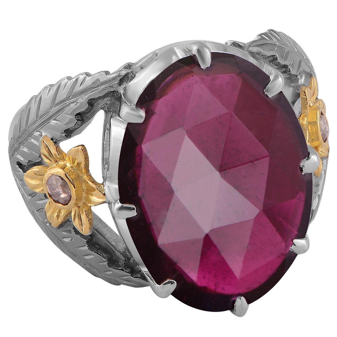 Bague cocktail tourmaline rose et diamant