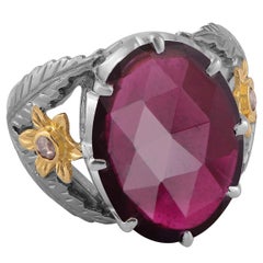 Bague cocktail tourmaline rose et diamant