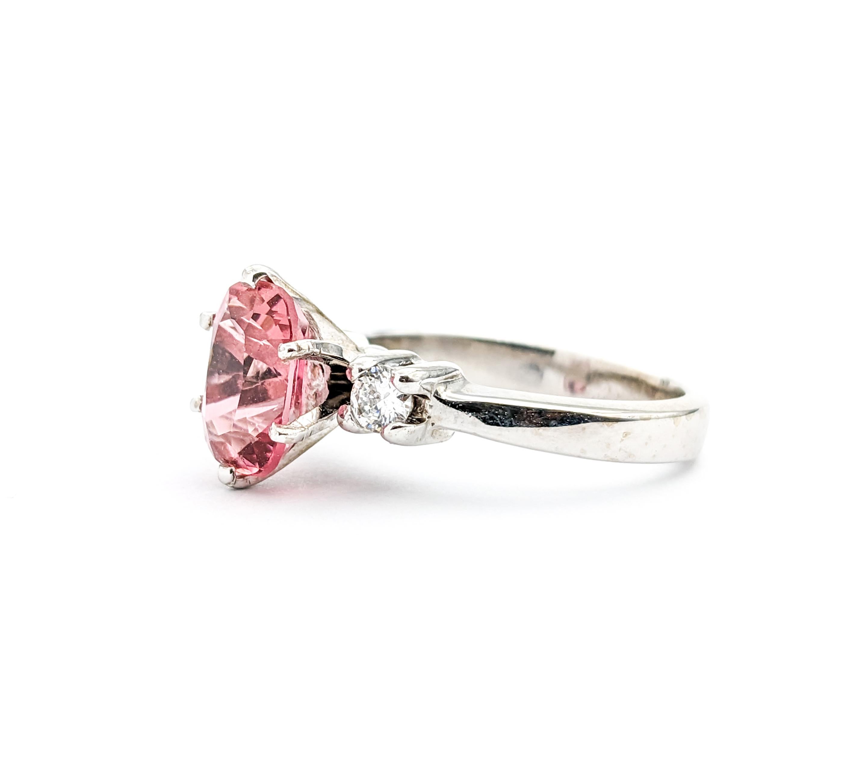 Pink Tourmaline & Diamond Dress Ring For Sale 4