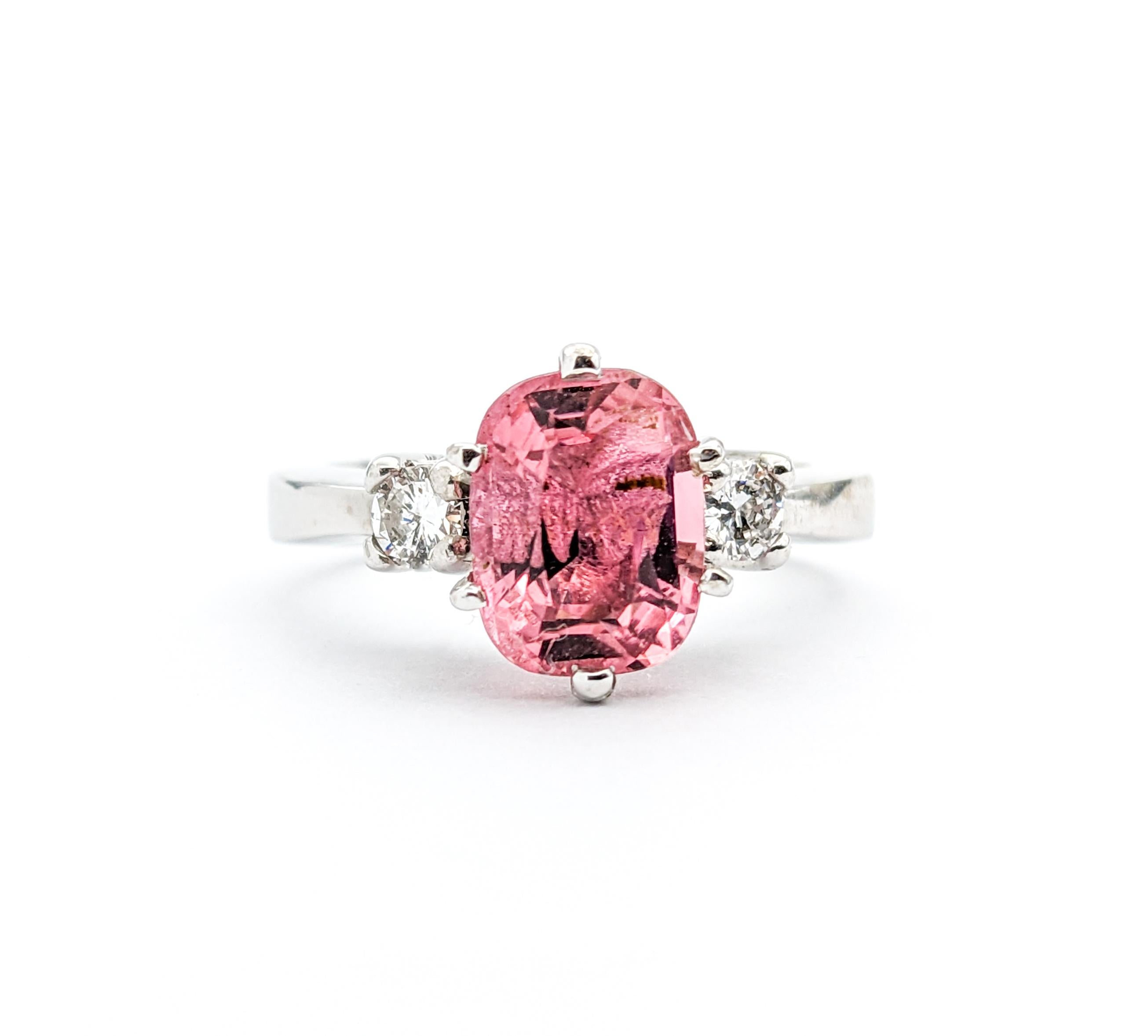 Pink Tourmaline & Diamond Dress Ring For Sale 5