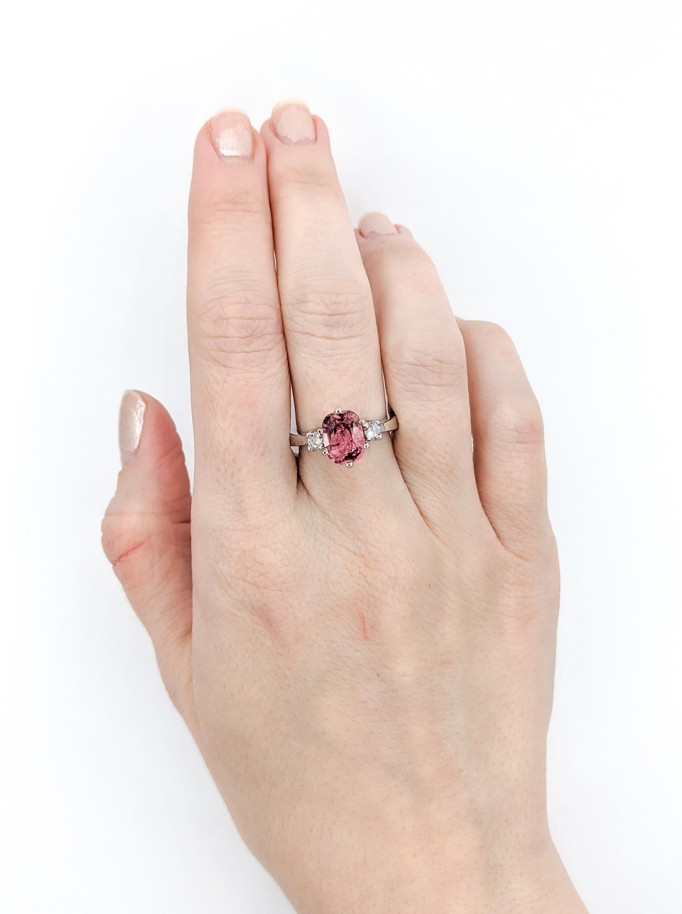 Modern Pink Tourmaline & Diamond Dress Ring For Sale