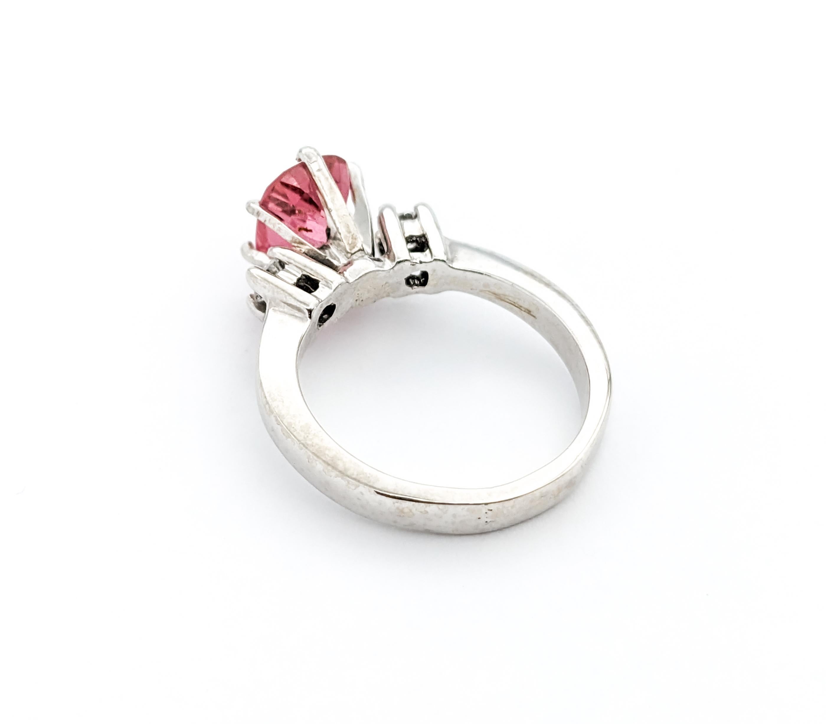 Women's Pink Tourmaline & Diamond Dress Ring For Sale