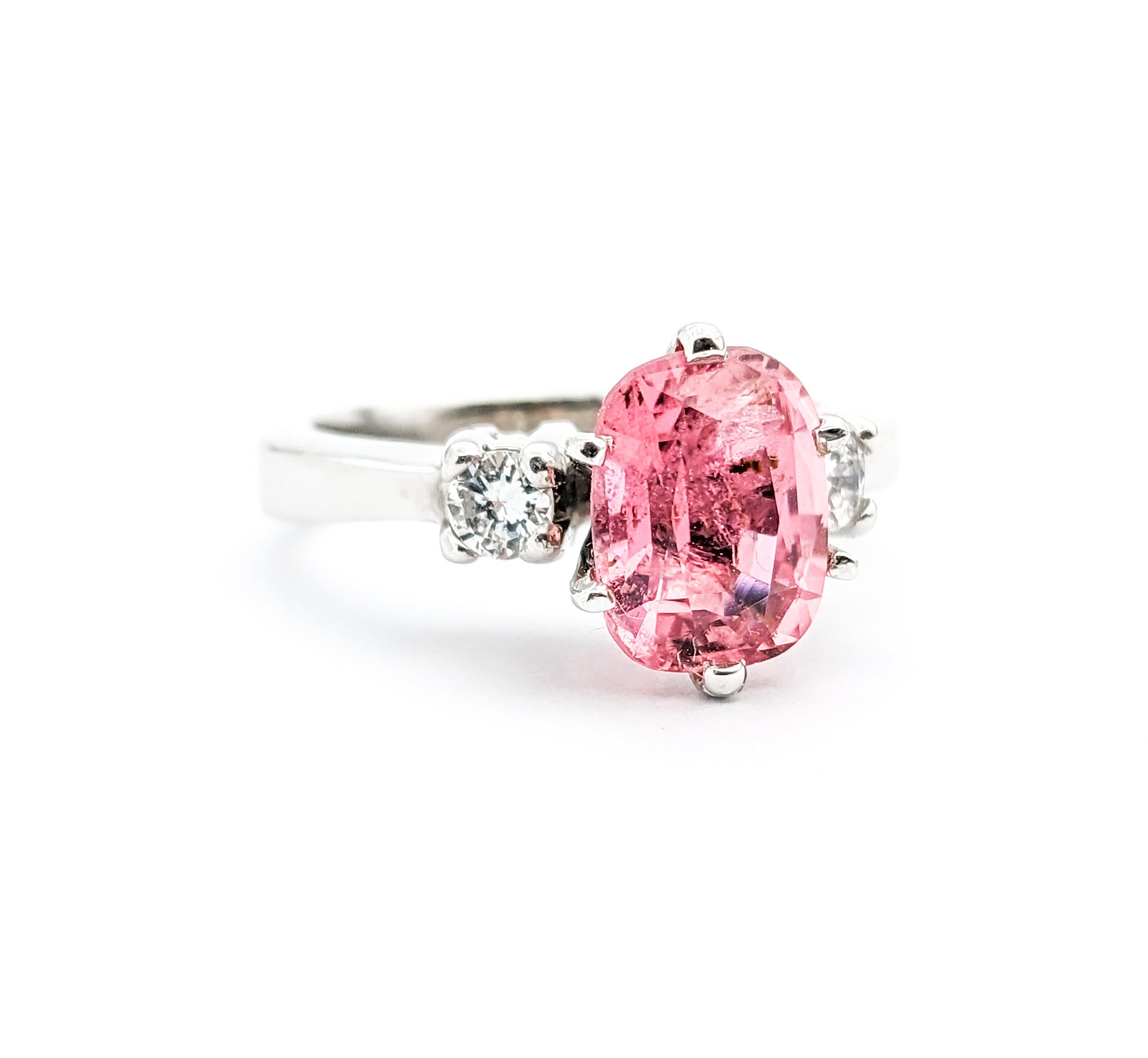 Pink Tourmaline & Diamond Dress Ring For Sale 1