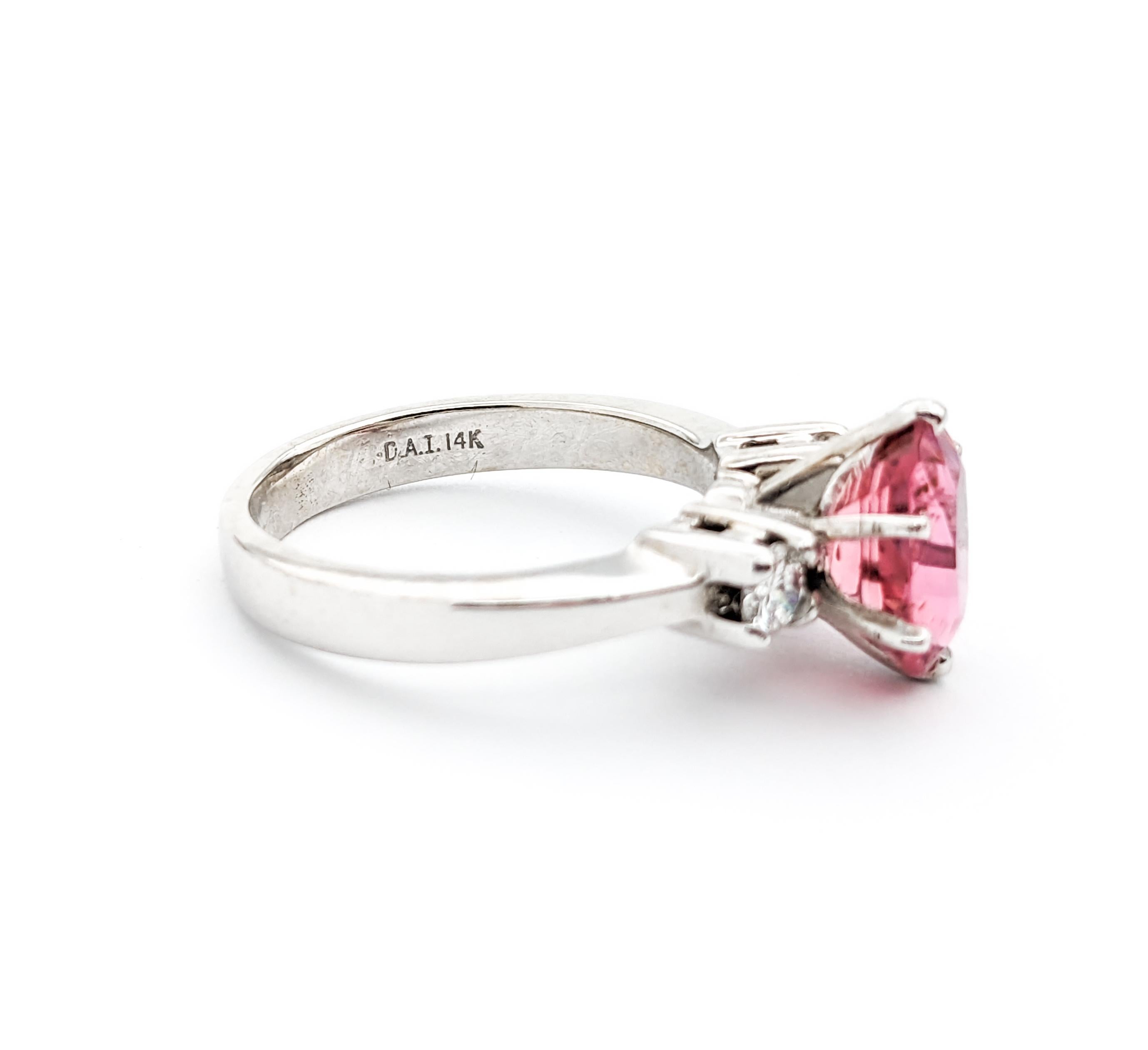 Pink Tourmaline & Diamond Dress Ring For Sale 2