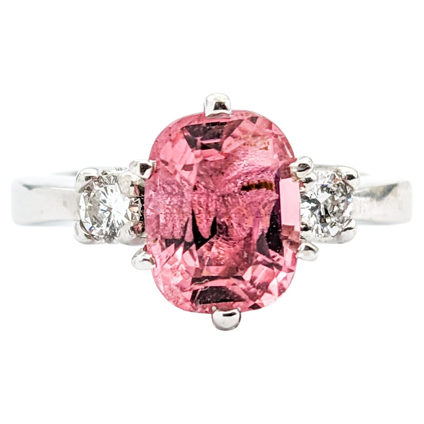 Bague de robe en tourmaline rose et diamants