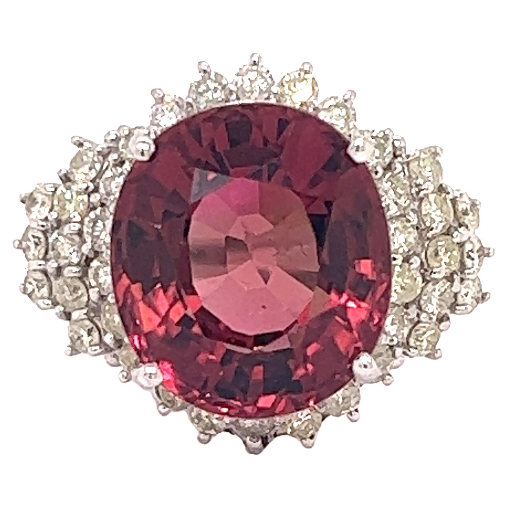 Pink Tourmaline Diamond Estate Ring
