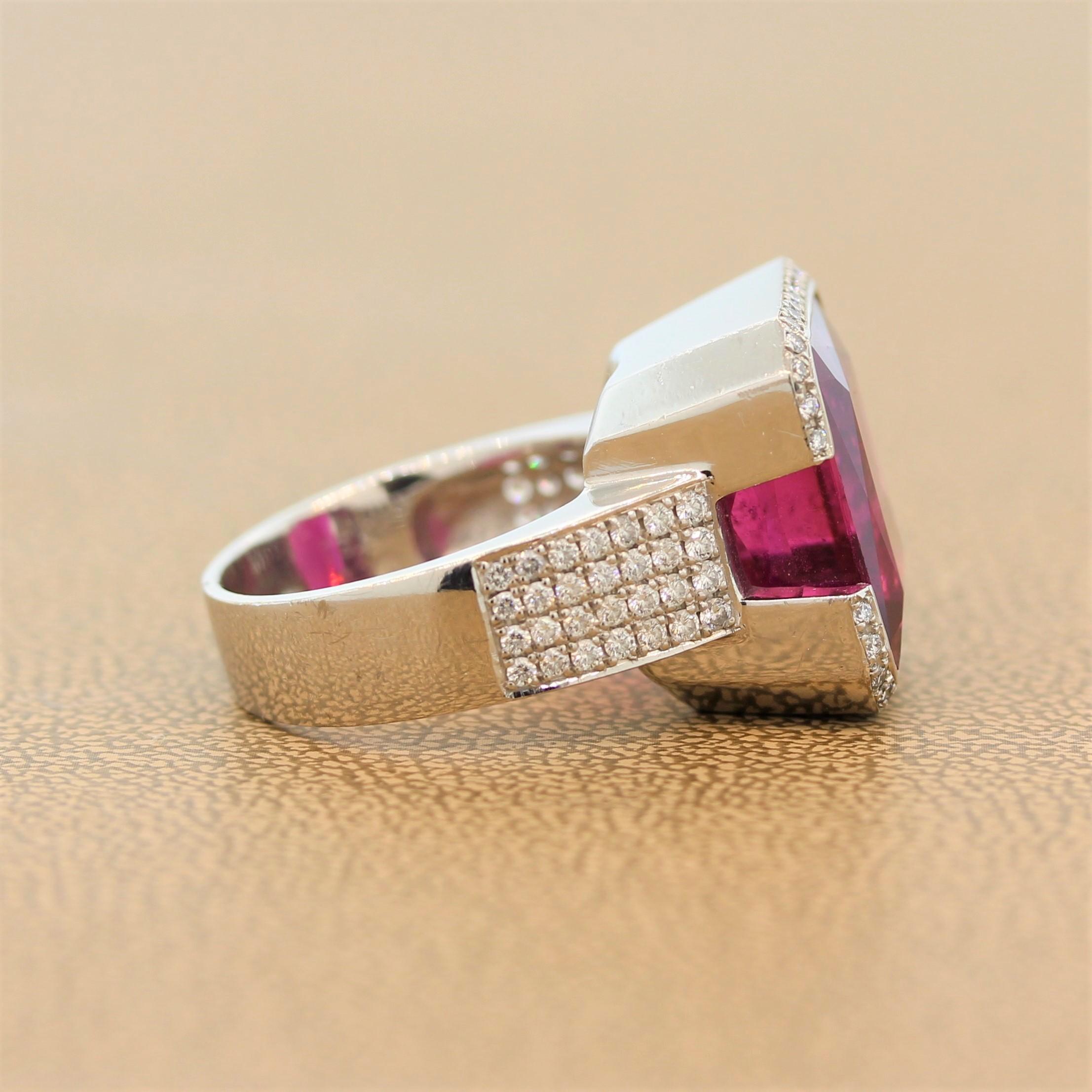 Women's Pink Tourmaline Diamond Gold Cocktail Ring