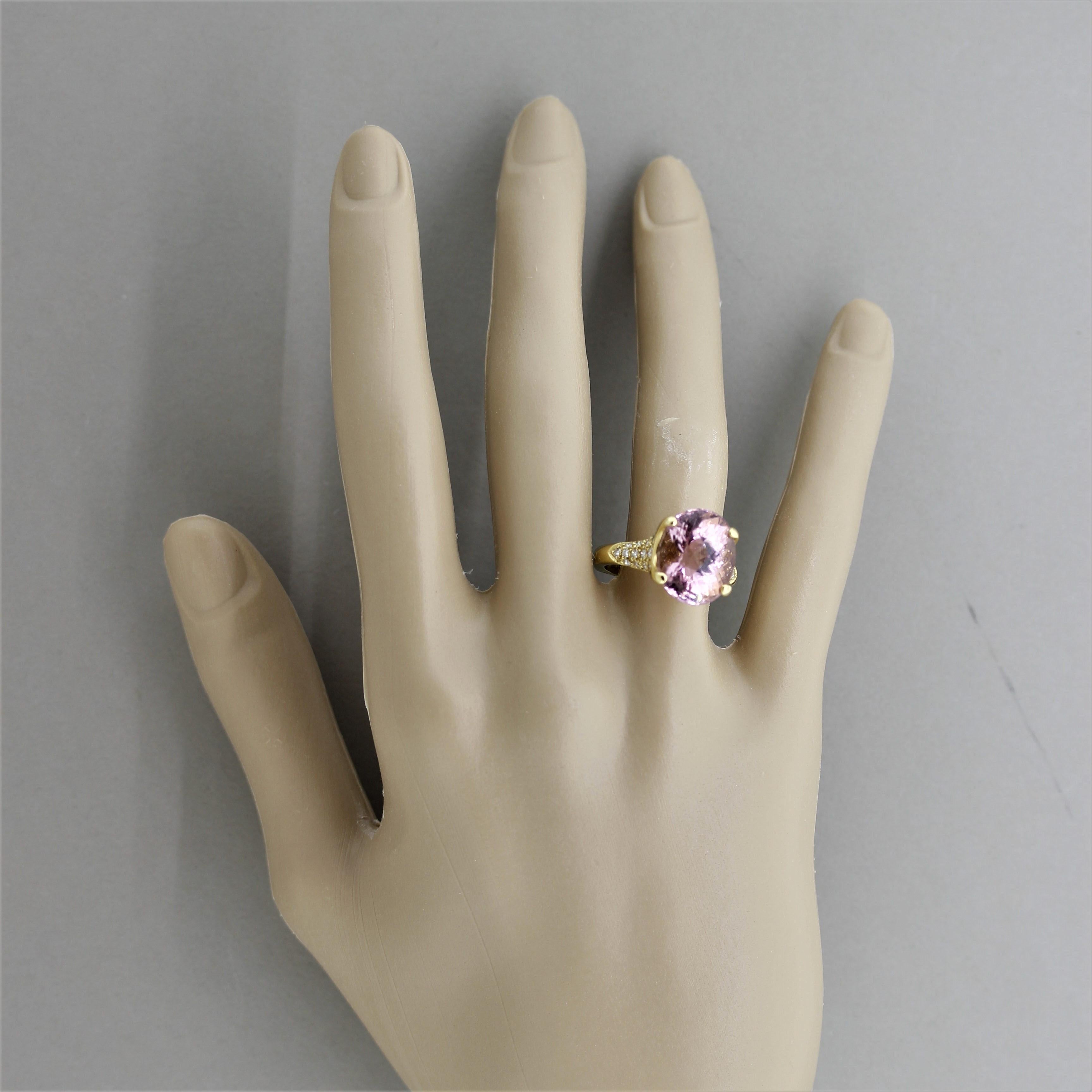 Pink Tourmaline Diamond Gold Ring 2