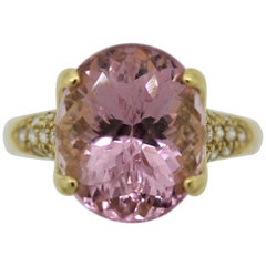 Pink Tourmaline Diamond Gold Ring