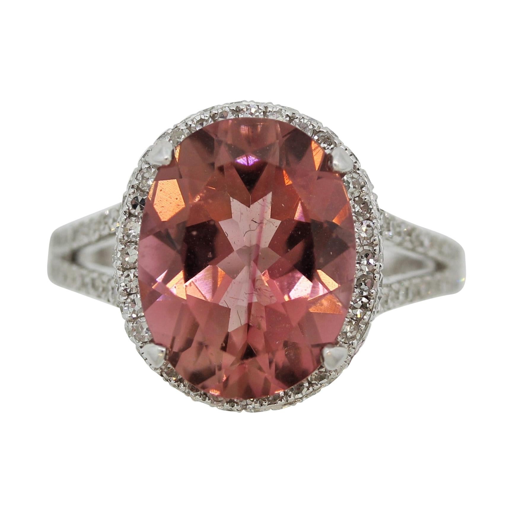 Oval Pink Tourmaline Chiffon Ring