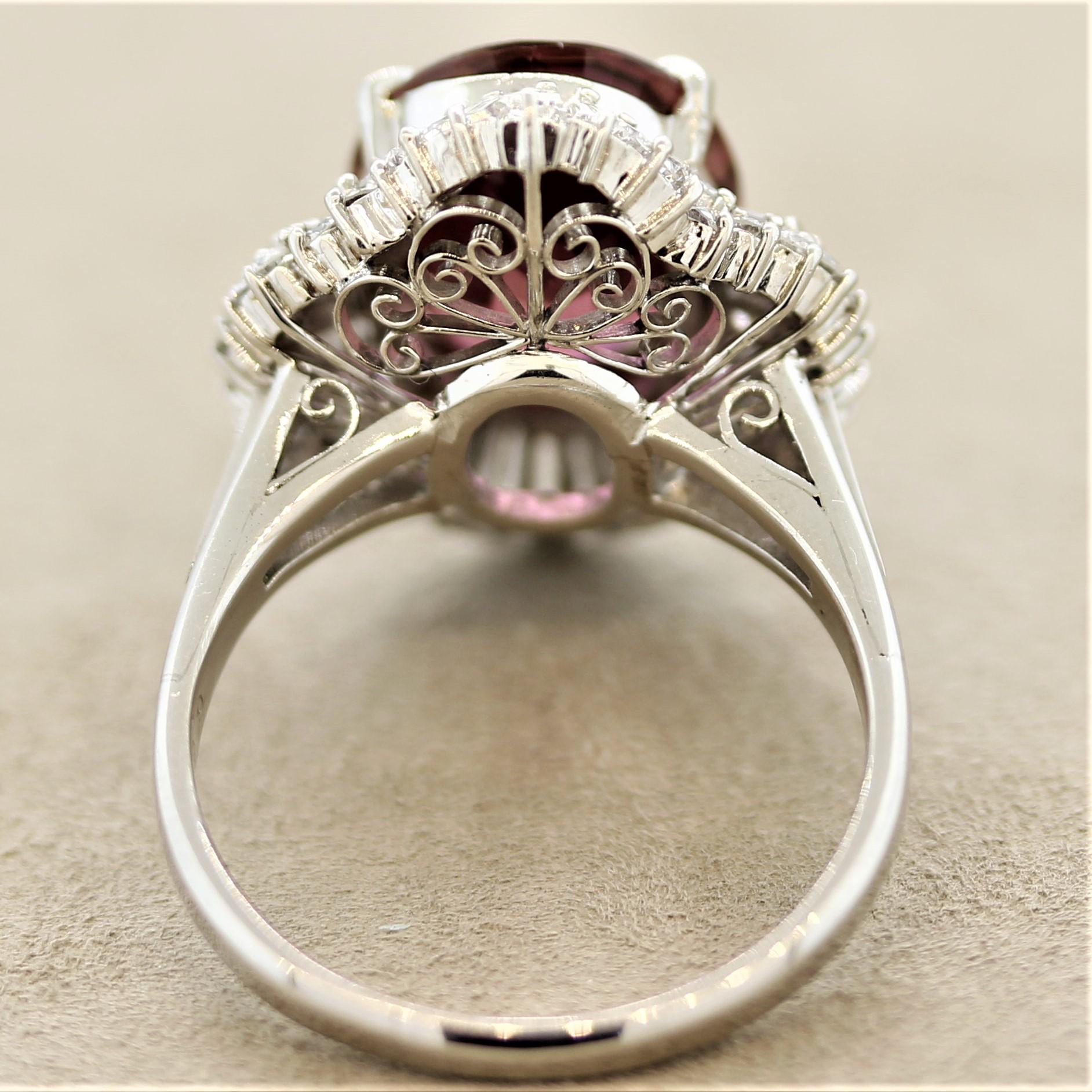 Turmalina Rosa Diamante Anillo de Platino en Nuevo estado para la venta en Beverly Hills, CA